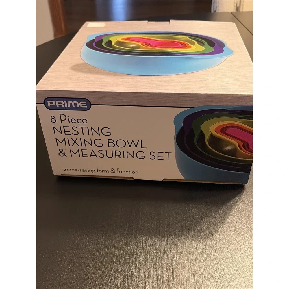Prime Nest 8-Pc. Prep Set Multi-Color Nesting Bowl Measuring Cup + More NEW